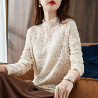 Lace Shirt Flower Embroidery 2021 Fashion Womens Blouse Autumn Openwork Hollow Long Sleeve Tops Pullover Crochet Womens Blouses