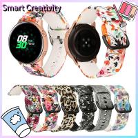 EYJNWV สายนาฬิกาข้อมือซิลิโคนสายสร้อยข้อมือกีฬา20มม. สำหรับ Samsung Galaxy Watch Active 2 42มม. ลายดอกไม้