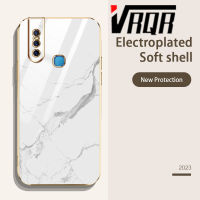 VRQR สำหรับ Vivo V15 V15 Pro โปรเคสโทรศัพท์6DStraight ขอบชุบหินอ่อนสายคล้องซิลิโคนนิ่มหรูหราคุณภาพสูงดีไซน์ใหม่การป้องกันใหม่