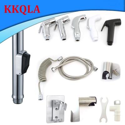 QKKQLA Protable white grey Toilet Sprayer shower head plastic self clean Handheld Bathroom wash Bidet Faucet Spray water hose holder