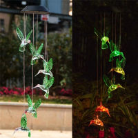 1-3pcs LED Solar Wind Chime Color Changing Light Home Garden Romantic Hummingbird Hanging Pendant Lamp Outdoor Windbell Decor