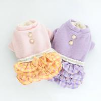 Washable  Stylish Dog Cat Princess Dress Pet Winter Apparel 2 Colors Pet Clothes Button Closure   Pet Supplies Dresses