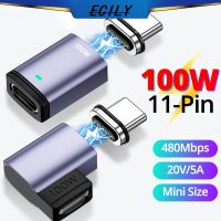 ECILY อะแดปเตอร์แม่เหล็ก5A USB C ตัวผู้กับตัวเมีย100W PD แม่เหล็กชาร์จเร็ว USB ตัวแปลง USB ขั้วต่อ OTG อะแดปเตอร์ข้อมูล C สำหรับ Macbook Pro