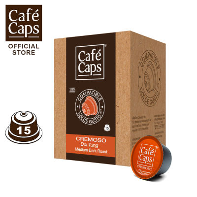 Cafecaps - Coffee Nescafe Dolce Gusto Cremoso (1 กล่อง X15 แคปซูล) - Nescafe Dolce Gusto Coffee แคปซูลกาแฟอาราบิก้าจากดอยตุง ระดับคั่วกลาง ใช้กับเครื่อง Nescafe Dolce Gusto