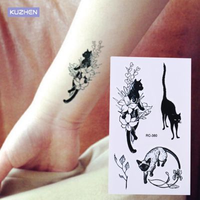 10.5x6cm Waterproof Fake Henna Painless Tatto Sticker Sexy Black Cats Temporary Tattoo Body Art Arm Flash Tattoo Stickers