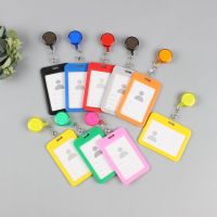 【CW】 1 Pcs Plastic Credit ID Card Badge Student Cover  Bank Business Holder with Retractable Reel