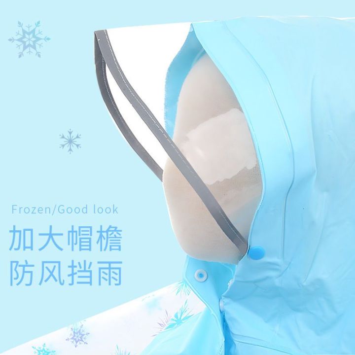 เสื้อกันฝนเด็กดิสนีย์หมวกปีกใหญ่หิมะเจ้าหญิงนักเรียนพร้อมกระเป๋าเสื้อปอนโชยาวกันน้ำสำหรับเด็กผู้หญิง