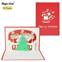 10 Pack 3D Merry Christmas Tree Pop Up Holiday Cards with Envelope New Year Greeting Cards Handmade