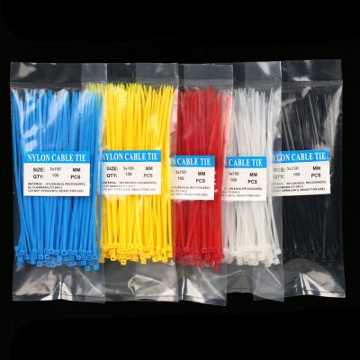 100pcs/bag Colorful 3X150MM Self-Locking Plastic Nylon Wire Zip Ties Cable Tie Seven Color