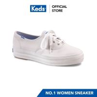 D&amp;Gรองเท้าผู้หญิง รองเท้าแฟชั่น KEDS WH55748 รองเท้าผ้าใบหนัง มีส้น รุ่น TRIPLE LEATHER สีขาว รองเท้าผ้าใบผู้หญิง รองเท้าใส่สบาย