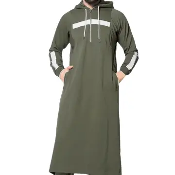 Saudi Arab Abaya Islamic Clothing Men Long Robe Kaftan Muslim Prayer Jubba  Thobe