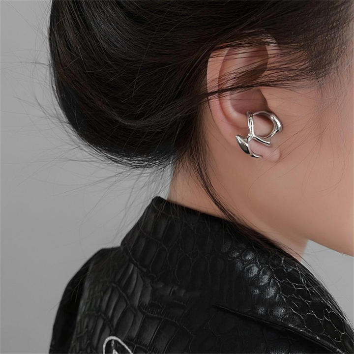 2023-trendy-niche-design-earrings-jewelry-geometric-earring-clip-punk-girl-hip-hop-women-silver-color