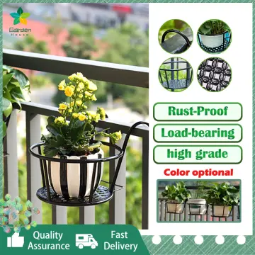 Flower Pot Holder Railing Fence Potted Plant Stand Hanging Pot