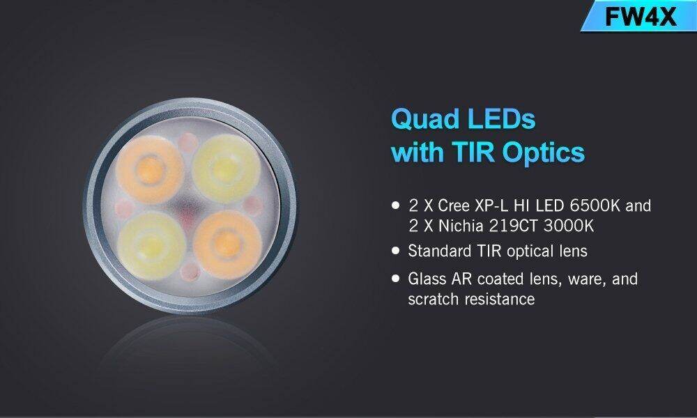 Lumen Diffuser Static Lumintop ไฟฉาย LED FW4X 2 * Cree 2 * Nichia Eco-Low-Med-High-Turbo 3150 ...