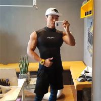 Compression Gym Fitness Sleeveless Workout Men Casual Tight Clothing Summer Breathable Quick Dry High Collar Muscle Tank Tops