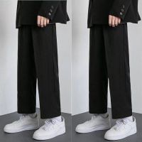 CODtianjia6731 M-5XL Korean Summer Black Casual Straight Cut Loose 9 Nine Points Baggy Long Pants Men Seluar Slack Lelaki