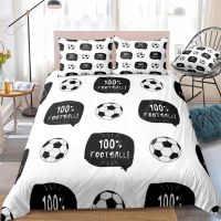 【hot】✉ 3 Pieces Football Duvet Cover Set Kids Boys Teens Quilt Bed Balls Dropship