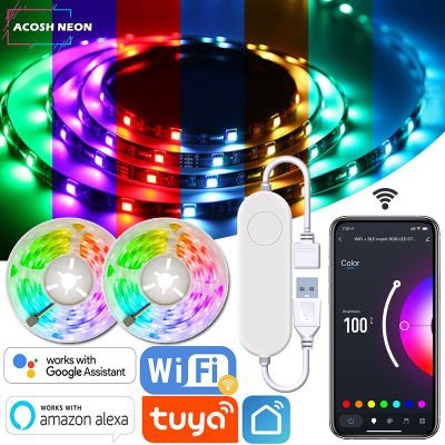 TUYA LED Strip Lights With Remote 5V 5M/16.4ft USB RGB LED Smart Wifi Flexible Tape Lights work with Alexa Google Assistant