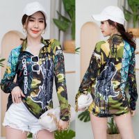 เสื้อตกปลา JK Thailand เสื้อกันยูวี ลาย CAMO BASS ป้องกันรังสี UV 80% แห้งเร็ว