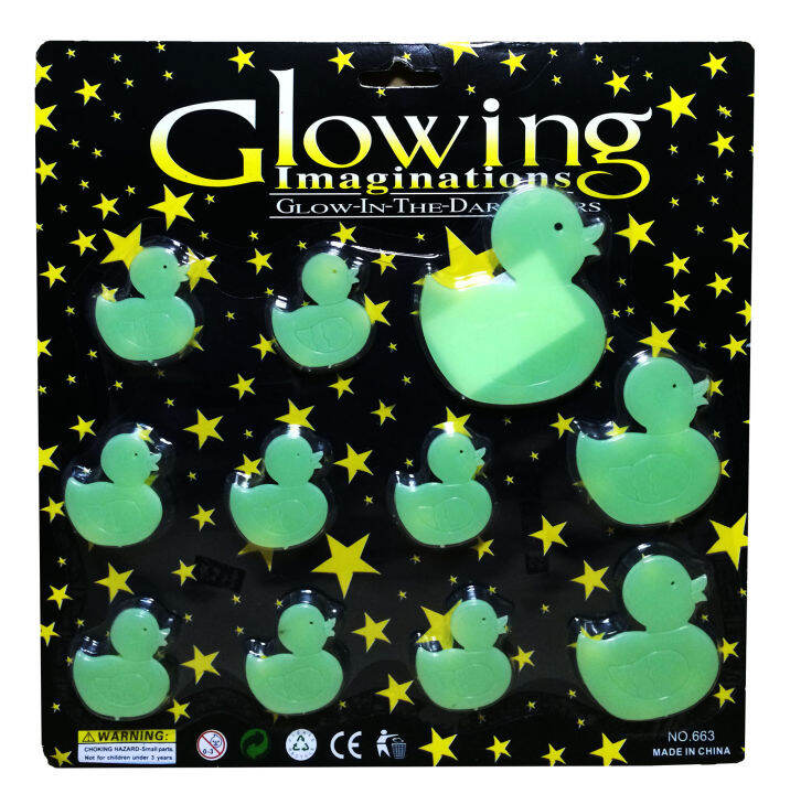 แผ่นติดผนังหรือเพดานเรืองแสงสำหรับเด็ก-เป็ดน้อยในแอ่งน้ำ-glow-in-the-dark-sticker-for-kids-duck-in-lake