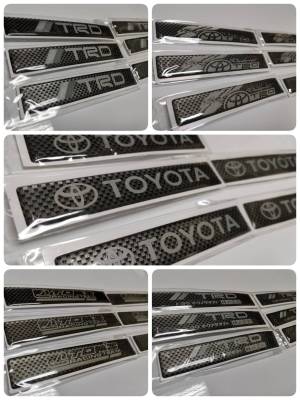 สติ๊กเกอร์เทเรซิ่นนูนอย่างดี พื้นเคฟล่าร์ สำหรับรถ TOYOTA TRD TOMs TOM sticker ติดรถ โตโยต้า kevlar เคฟล่าร์ ก้านล้อ ขอบประตู