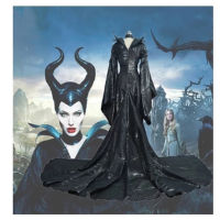 หมวกสีดำ Evil Queen ชุดคอสเพลย์สุภาพสตรีชุดแฟนซีผู้ใหญ่ Deluxe Maleficent เครื่องแต่งกายผู้หญิงปาร์ตี้ฮาโลวีนชุดคอสเพลย์