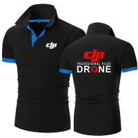 Dji Professional Pilot พิมพ์เสื้อโปโลผู้ชายฤดูร้อนลำลองผ้าฝ้ายคุณภาพสูงแขนสั้นเสื้อคลาสสิก T-Shirts