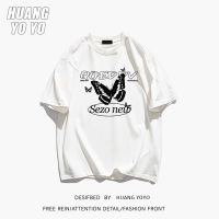 HUANGYOYO เสื้อยืด100% ผ้าฝ้ายแขนสั้นผีเสื้อที่สวยงามสำหรับผู้หญิง