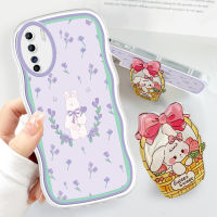 Case4you สำหรับ Reno3 OPPO A91 OPPO พร้อมที่ยึดฟรีเคสโทรศัพท์หยักนิ่มแฟชั่นการ์ตูนกระต่ายน่ารักเคสโทรศัพท์มือถือป้องกันกล้องคลุมทั้งหมด