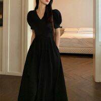 ✐ wannasi694494 2023 New Fashion Womens Dresses Puff Sleeves V-neck Side