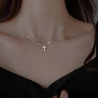 Vintage Silver Color Stainless Steel Jewelry Cross Pendant Necklace For Women Crucifix Christianity Jesus Clavicle Chain 2022