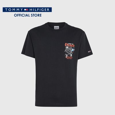 Tommy Hilfiger เสื้อยืดแขนสั้นผู้ชาย รุ่น DM0DM16226 BDS - สีดำ