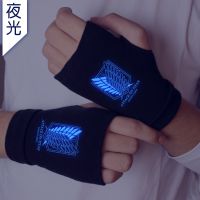 Attack on Titan Luminous Knitting Gloves Cotton Warm Half Finger Wrist Mittens Fashion Cosplay Props Accessories Gift Winter