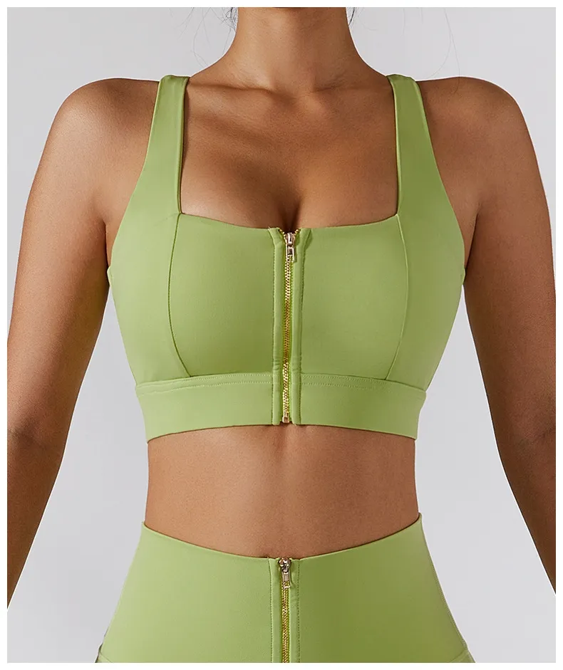 HOT TXBINNMBN 629] Front Zipper Women Yoga Sports Bra Crop Top