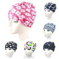 Uni s Bathing Beach Diving Fashion High Elasticity Long Hair Pleated Printed Swimming Cap