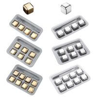 Stainless Steel Ice Cubes Clamp Set Reusable Chilling Stones for Whiskey Wine Chiller Cooler Cooling Party Bar Supplies