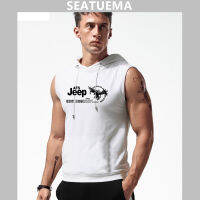 SEATUEMA แบรนด์เสื้อผ้า Bodybuilding Hooded เสื้อแขนกุดฟิตเนสชายเสื้อกล้ามกล้ามเนื้อเสื้อกล้ามฝ้ายยิมเสื้อกีฬา