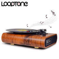 Looptone 3 ความเร็วคลาสสิกแผ่นเสียงที่ขับเคลื่อนด้วยเข็มขัดบลูทูธไวนิลLPเครื่องเล่นบันทึก 2 ลำโพงในตัวหูฟังเอาท์พุทAM/FMวิทยุUSB/SDบันทึกAux-In RCA Line-Out