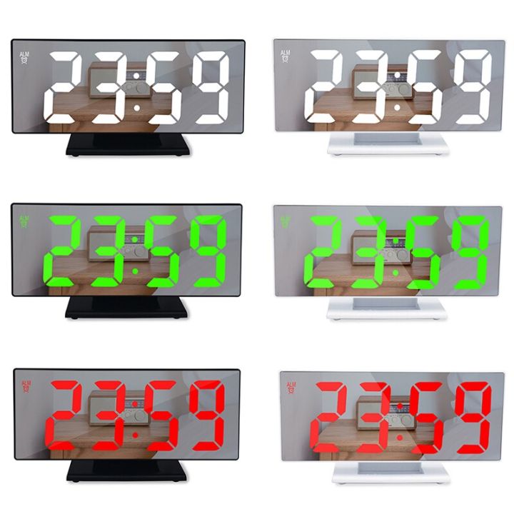 worth-buy-นาฬิกาปลุกนาฬิกา-led-นาฬิกามัลติฟังก์ชั่นกระจกเลื่อนเวลากลางคืนจอแอลซีดีโคมไฟตั้งโต๊ะนาฬิกาดิจิตอลสาย-usb-ในสำนักงาน