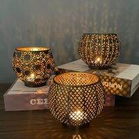 New Iron Art Ball Shaped Candlestick Hollowed Out Moroccan Tea Wax Candle Holder Vintage Atmosphere Home Decoration