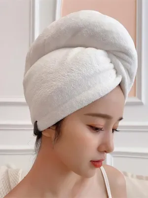 MUJI High-quality Thickening  2023 new double-layer thickened white dry hair cap bag headscarf super absorbent quick-drying shower cap female hair dry hair towel