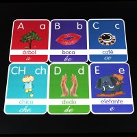 Baby Word Card Teaching Spanish Animals ABC FlashCards Montessori Learning Educational Toys For Kids Children Pocket Card Gifts Flash Cards