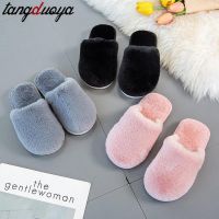 Winter Slippers Fashion Women Home Slippers Faux Fur Warm Shoes Slip on Flats pink Female Slides Slippers Winter house slippers