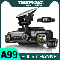 TiESFONG กล้องรถชน A99 4ช่อง FHD 1080P สำหรับรถยนต์ DVR 360ที่บันทึกวิดีโออัตโนมัติ ° พร้อมการมองเห็นได้ในเวลากลางคืน WiFi รองรับ24H จอดรถและการ์ด256GB