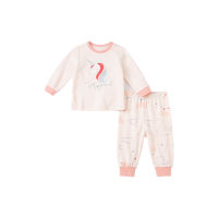 DB20508 dave bella winter baby girls fashion cartoon print pajamas newborn baby underwear casual sleepwear 2 pcs suit