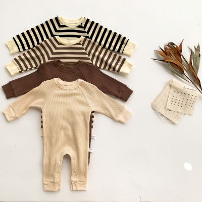 Baby Clothing Outfit for Girl Boy Newborn Simple Striped Jumpsuit Infants Long Sleeve Cotton Bodysuit Kids Home Wear
