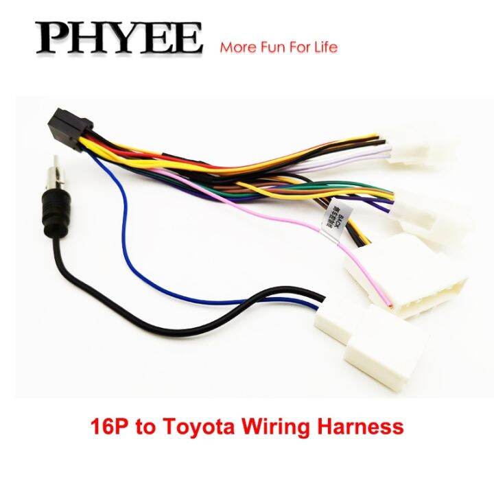 Radio Wiring Harness 16 Pin Male Plug Antenna Connector Car Audio Head