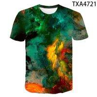 เสื้อยืดพิมพ์ลายดิจิตอล3D ย้อมสีแบบลำลองสำหรับชายหนุ่ม2021ภาพพิมพ์ภาพวาดสีน้ำมันยุโรปและอเมริกา