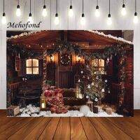 【ร้อน】พื้นหลังการถ่ายภาพ Mehofond พื้นหลัง Snowfront Door WoodKidPortrait Decoration Backdrop Photo Studio