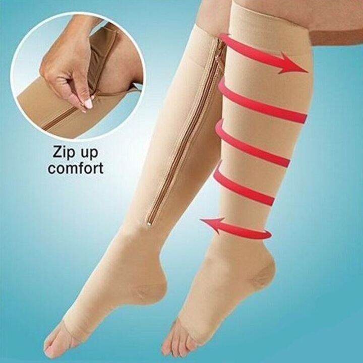 men-women-compression-zip-sox-socks-zipper-leg-support-unisex-open-toe-knee-socks